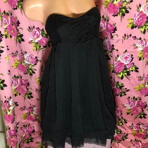 Roxy black polka dot babydoll dress polka dot M Y2K VTG strapless sweetheart